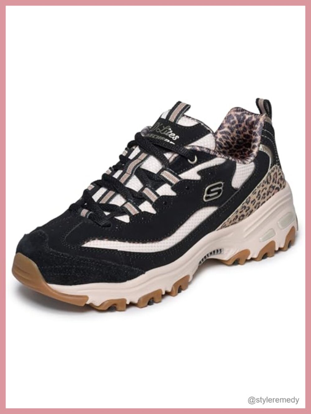 Skechers D'Lites Wild Charm Leopard Print Lace-Up Sneakers